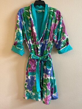 Vintage 90s Victoria’s Secret Floral Robe – Terry Cloth Lined Gold Label